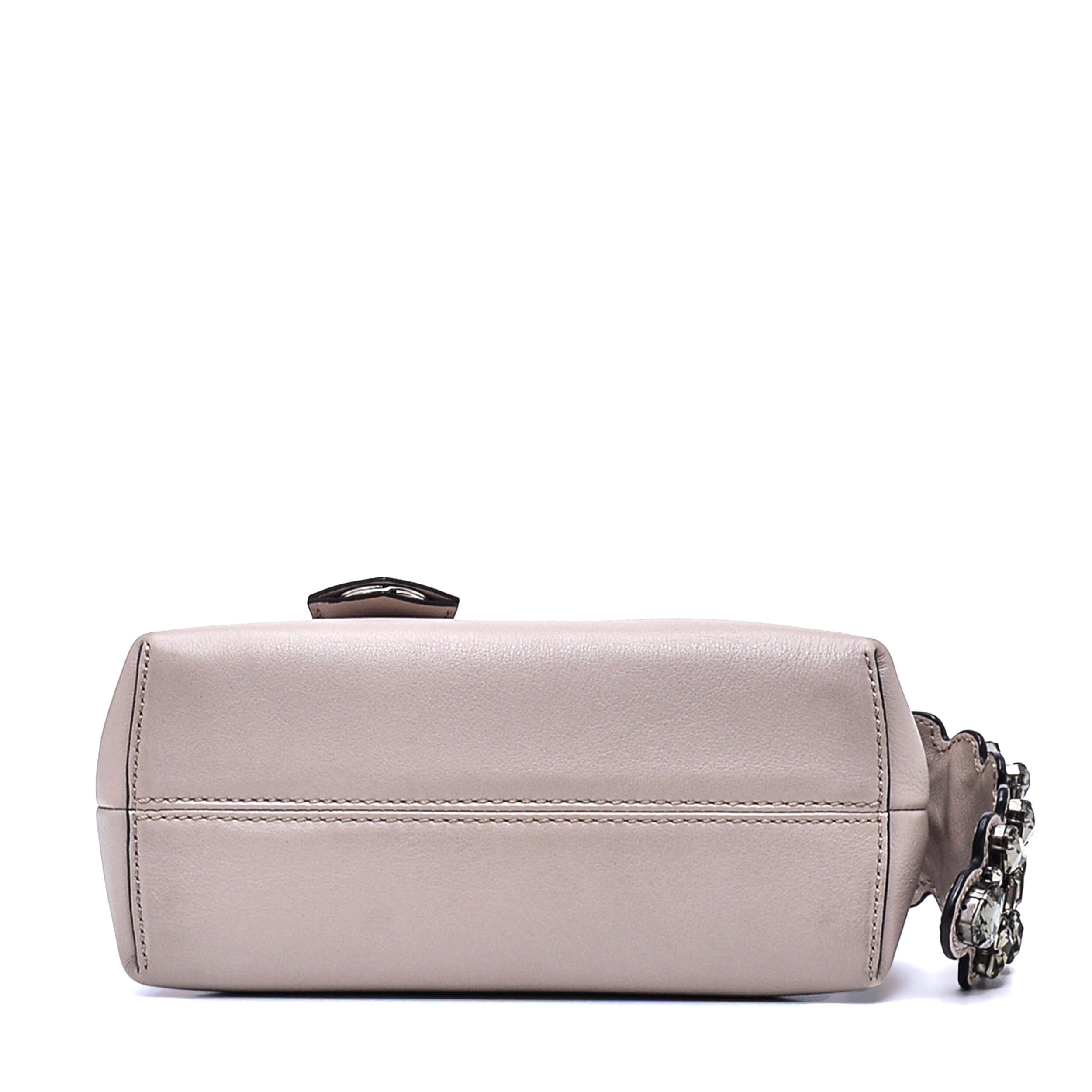 Fendi -Grey Leather Mini By The Way Flower Tail Mini Bag